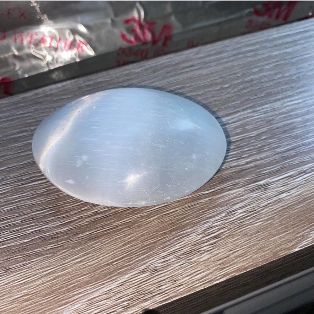White Selenite Palm Stone